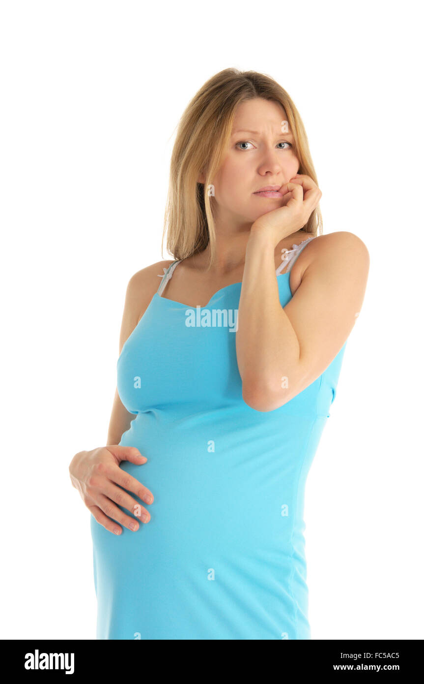 Malinconici bella donna in stato di gravidanza Foto Stock