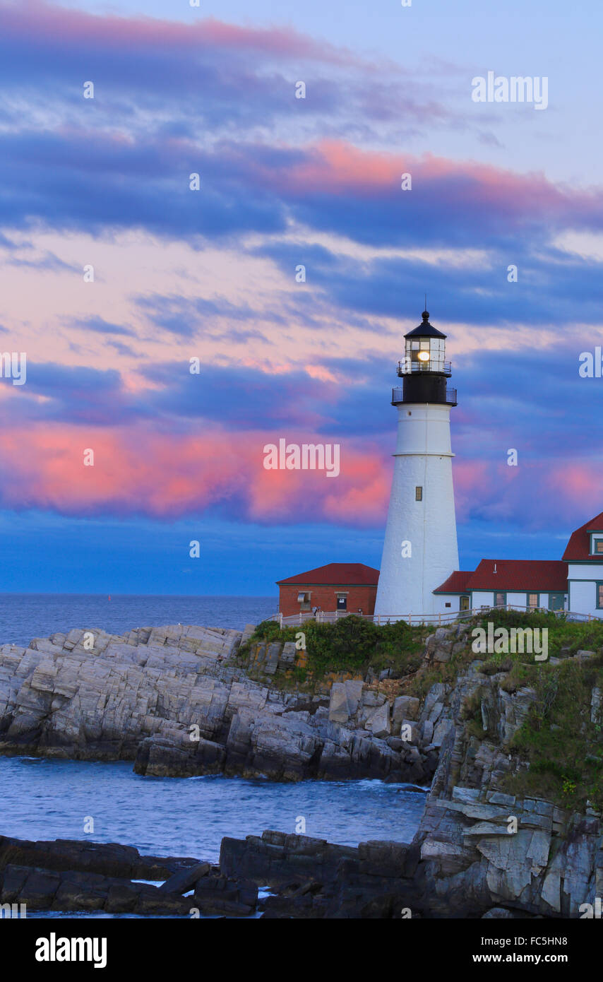 Portland Head Light, Cape Elizabeth, Maine, Stati Uniti d'America Foto Stock