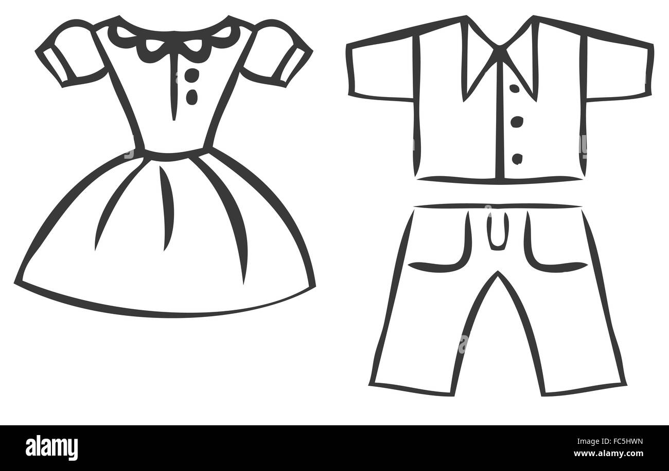 Set di vettore di cartoon vestiti Foto Stock