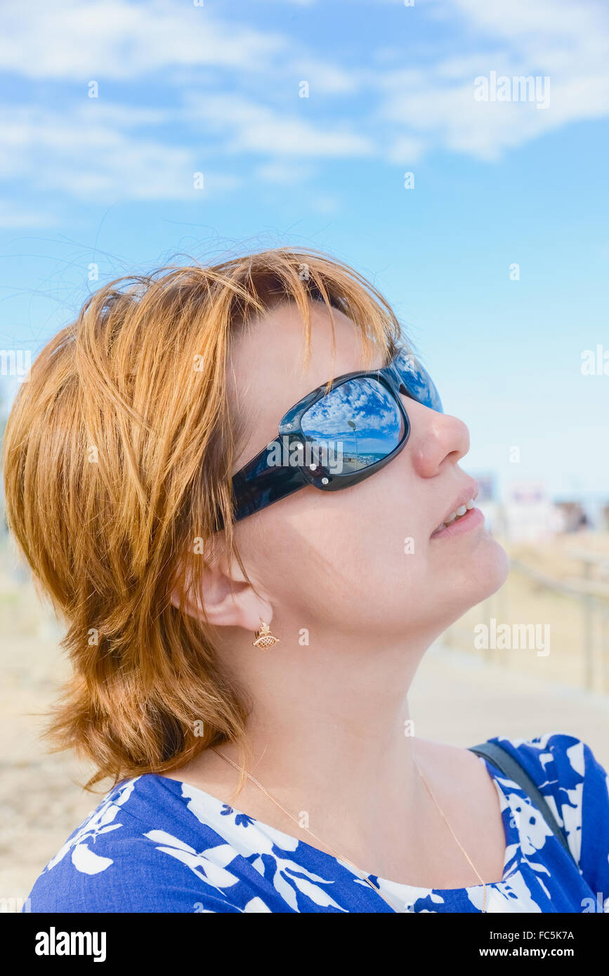 Bruna di mezza età Foto Stock