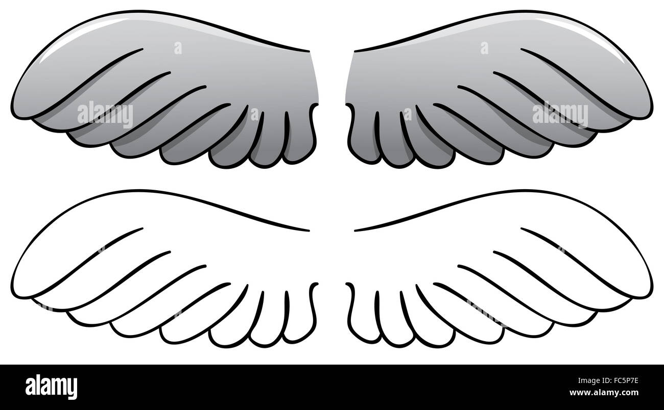 Set. Ali. Contorno nero e verniciato Foto Stock