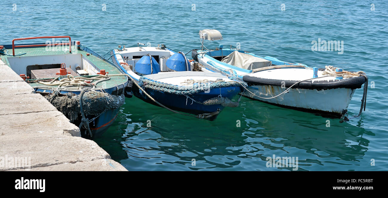 Barche nel porto di Rovigno Foto Stock