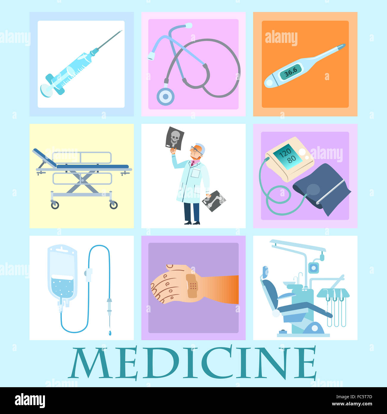 Impostare salute medicina Foto Stock