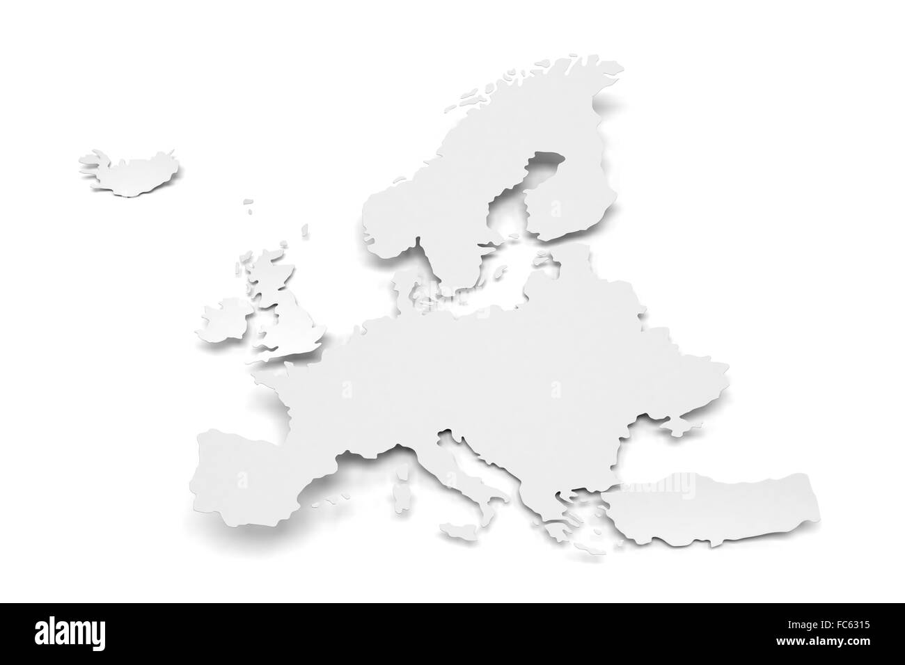 Dettaglio mappa su carta d'Europa Foto Stock