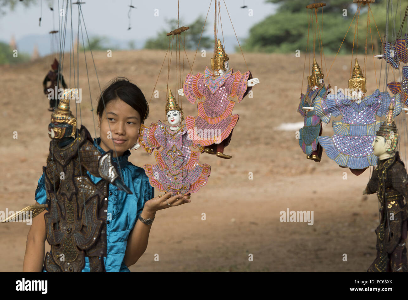 ASIA MYANMAR BAGAN spettacolo di marionette Foto Stock