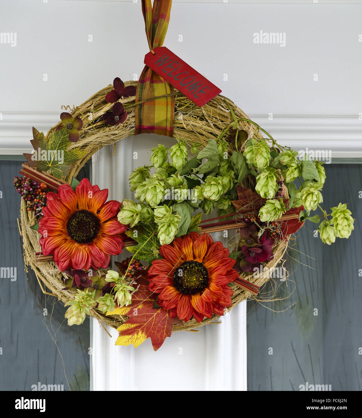 Autumnally decorazione della porta Foto Stock