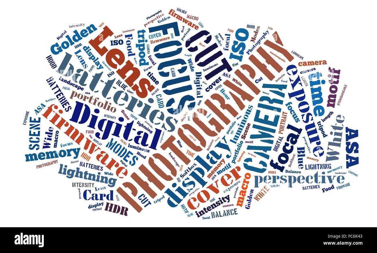 Word cloud per fotografia digitale Foto Stock