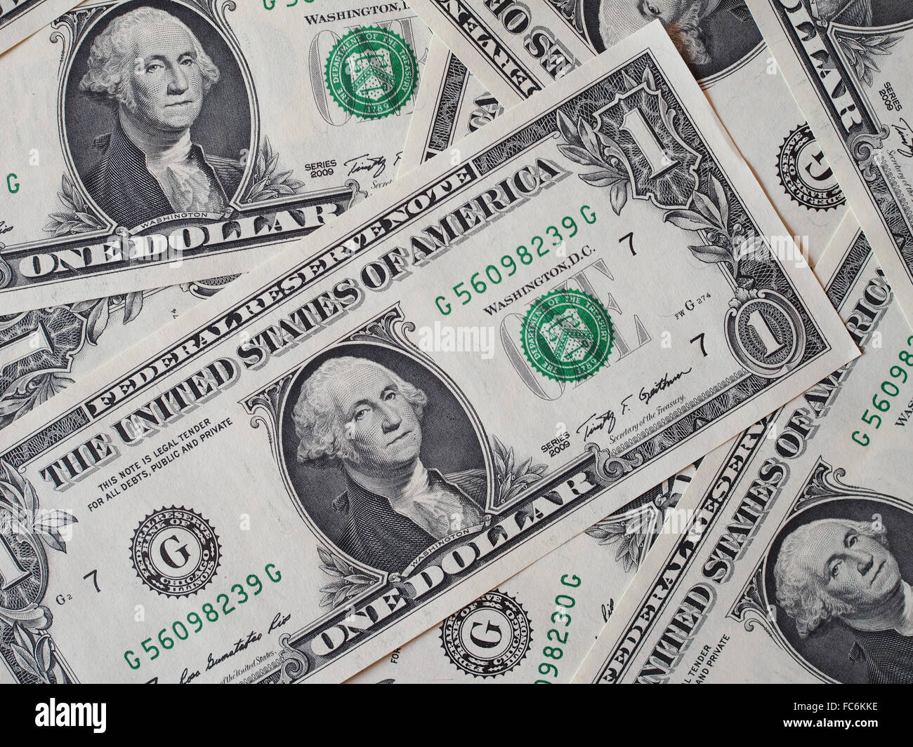 Dollar note 1 dollaro Foto Stock