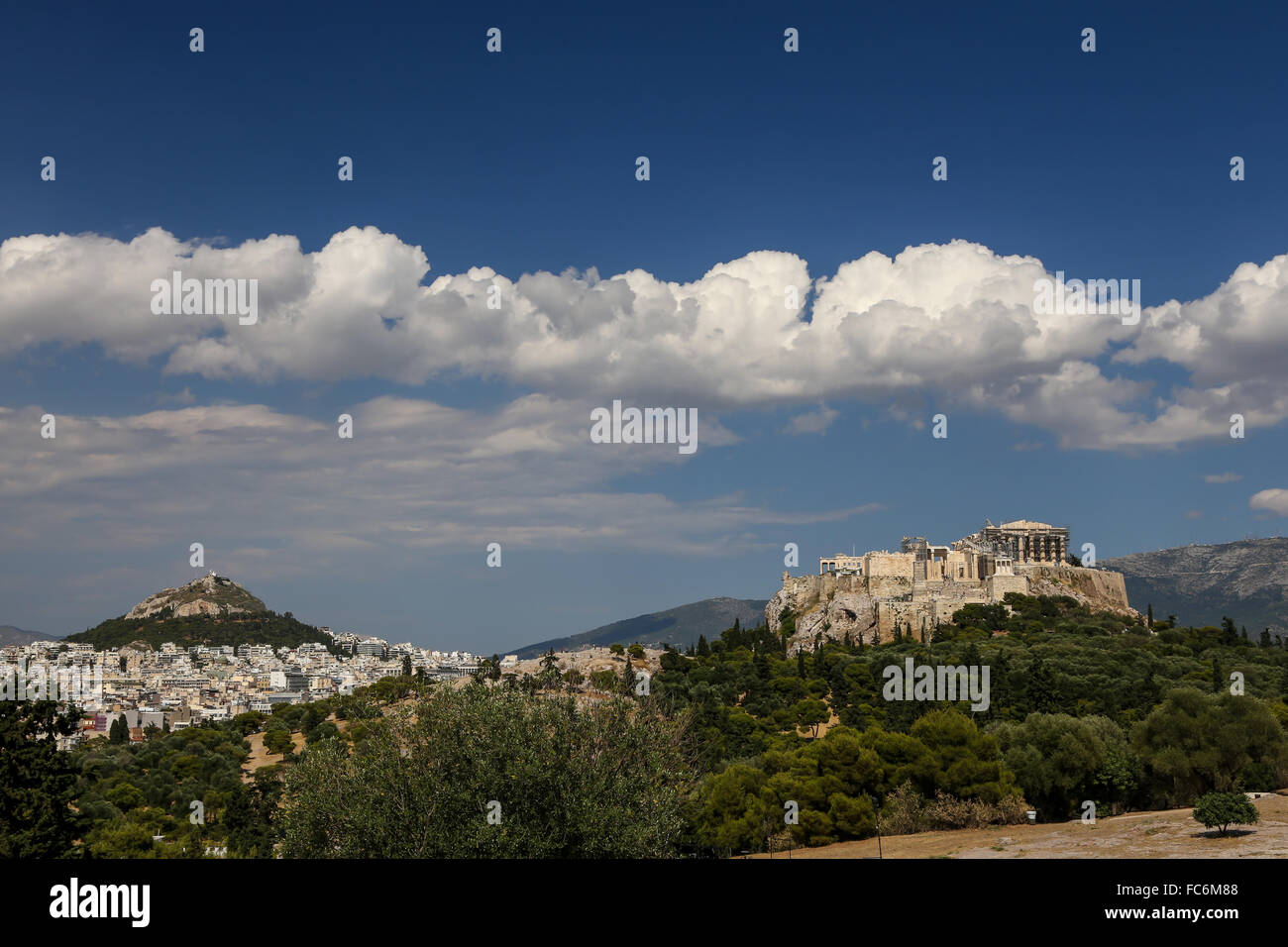 Vista della città di Atene, Grecia Foto Stock