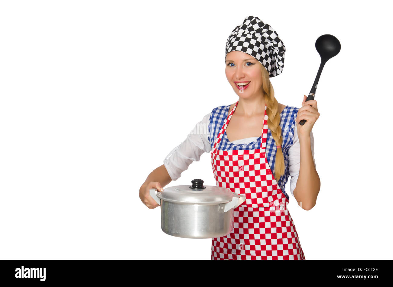 Donna cook isolati su sfondo bianco Foto Stock