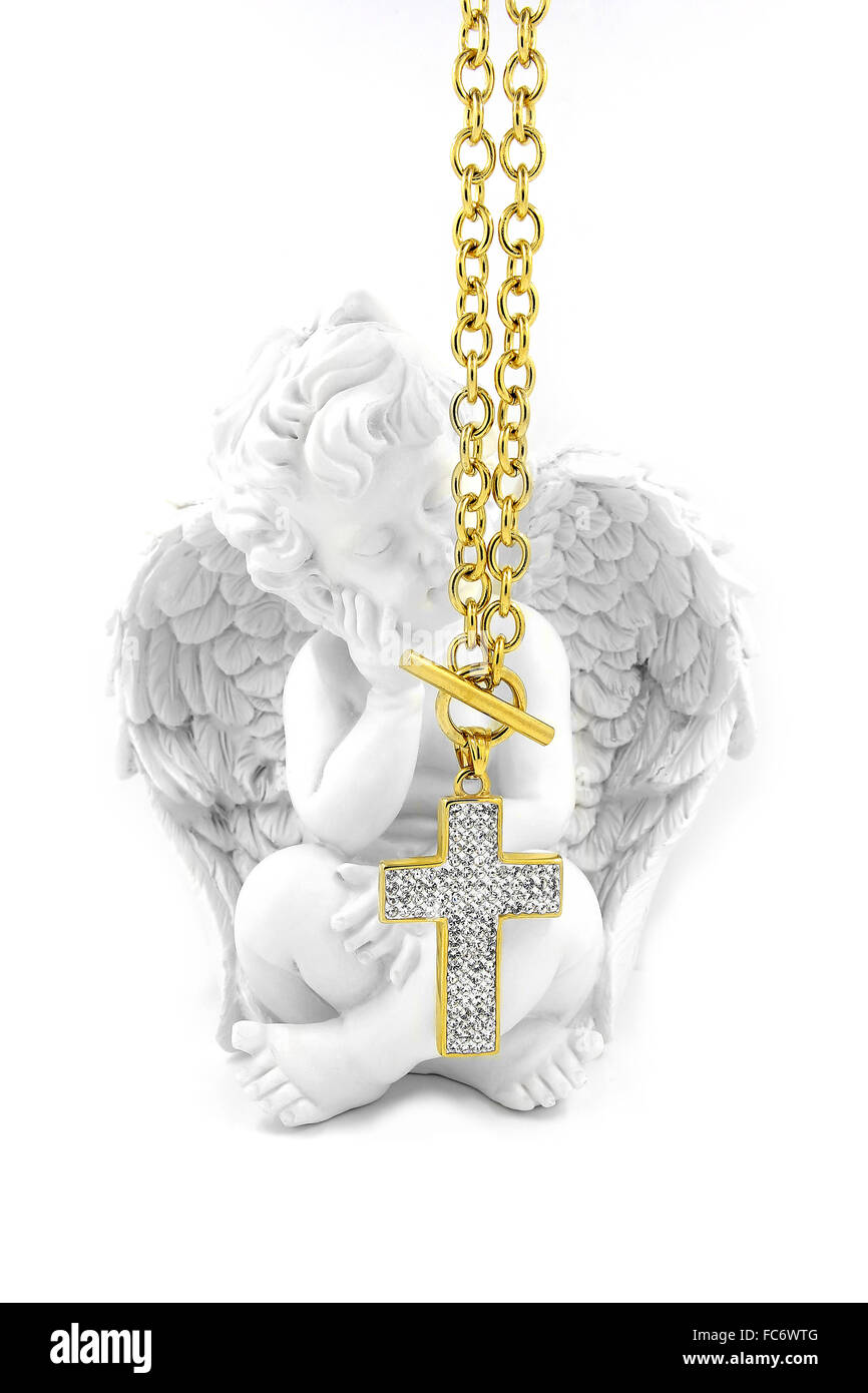 Acciaio inossidabile collana crocifisso Foto Stock