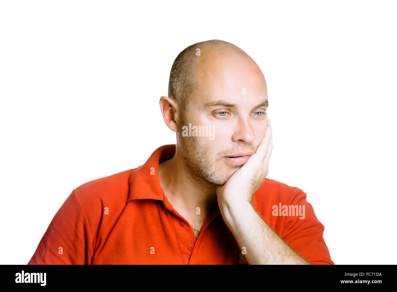 L'uomo. Il mal di denti. Isolato su bianco. Studio Foto Stock