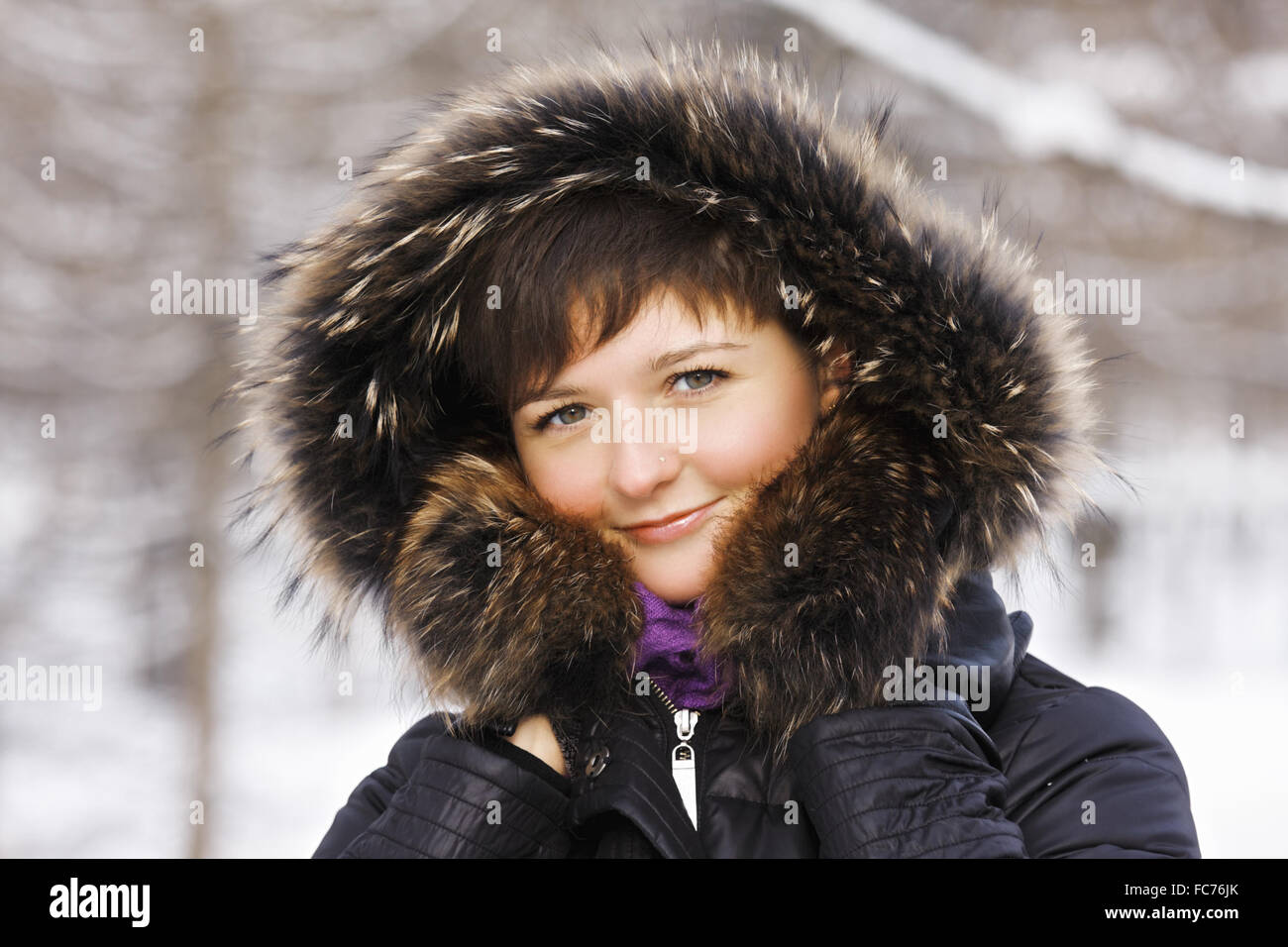 Inverno ritratto di Bruna Foto Stock