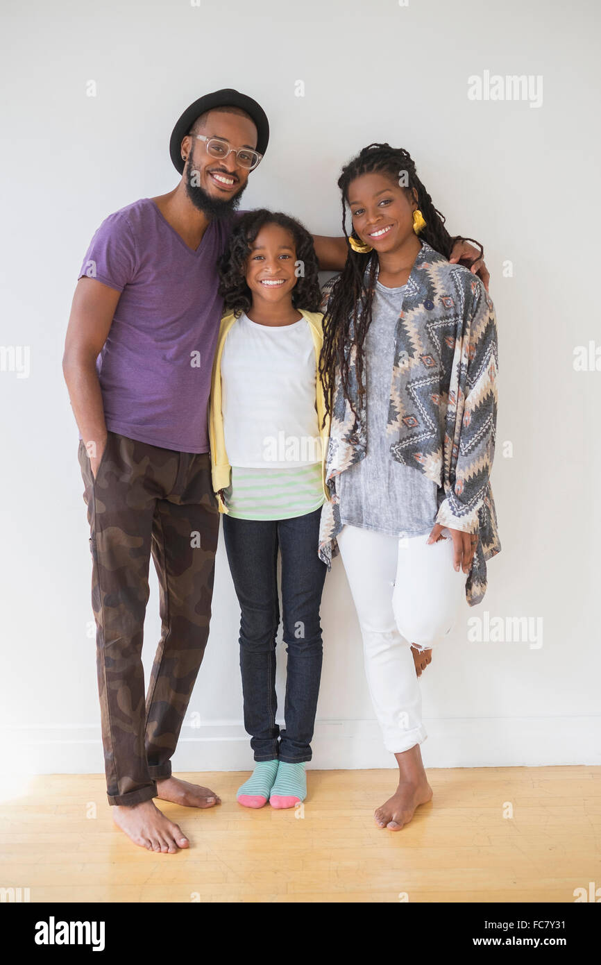 Famiglia nero sorridente Foto Stock