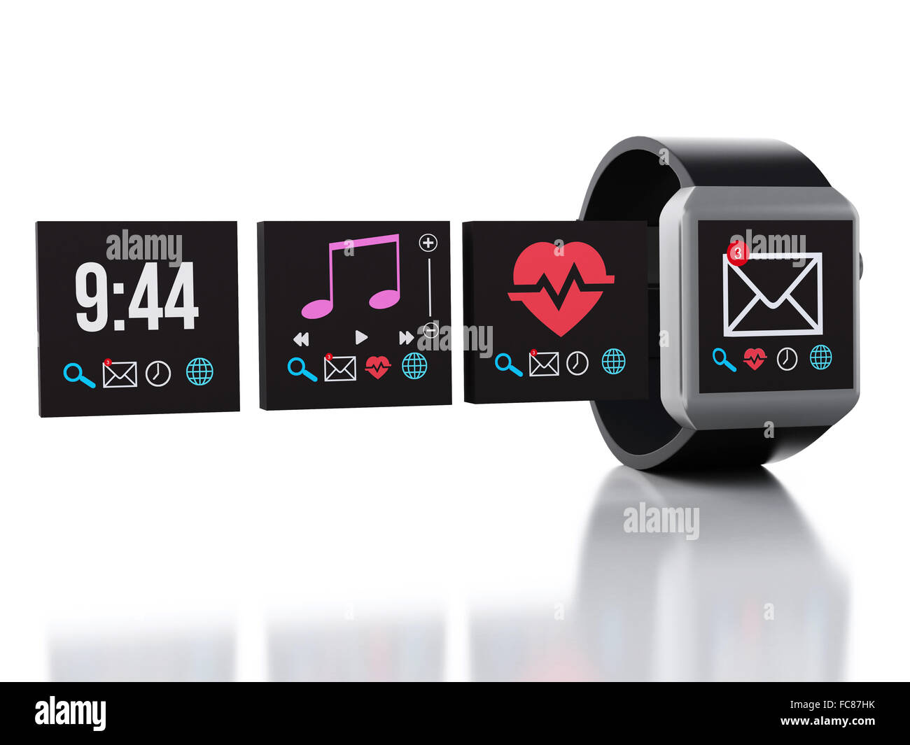 3d smart watch. Concetto di tecnologia Foto Stock