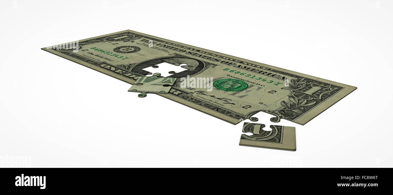 Dollar puzzle isolati su sfondo bianco Foto Stock