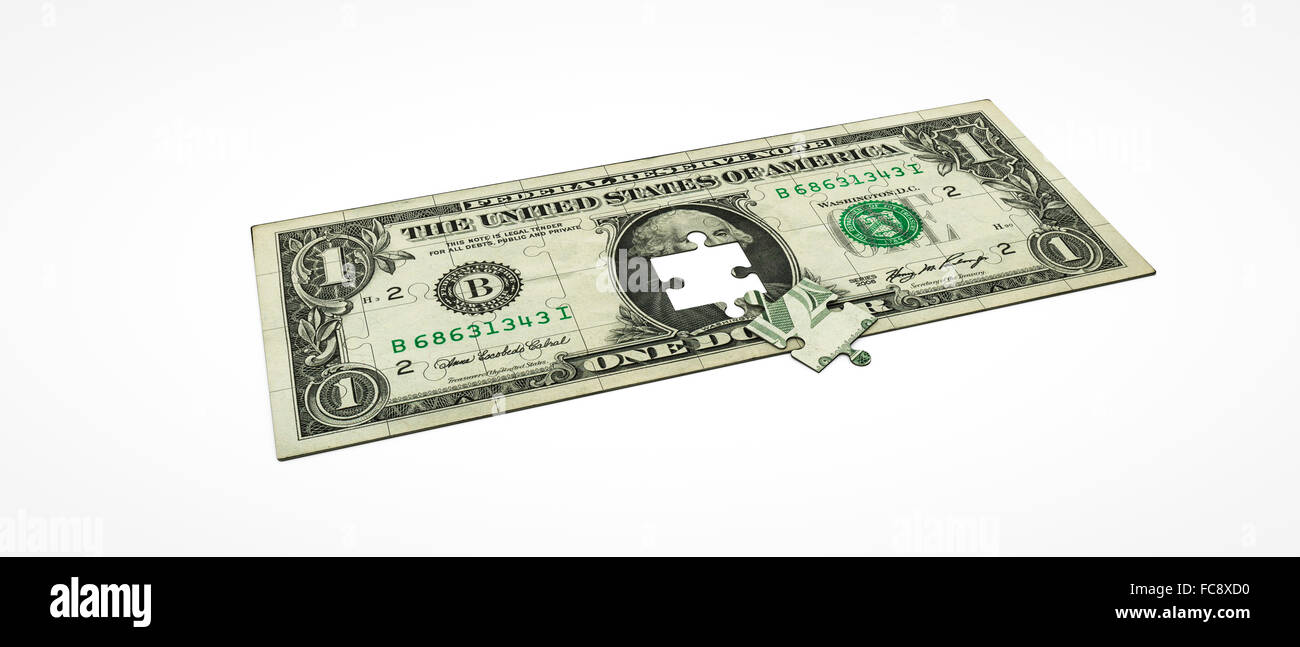 Dollar puzzle isolati su sfondo bianco Foto Stock