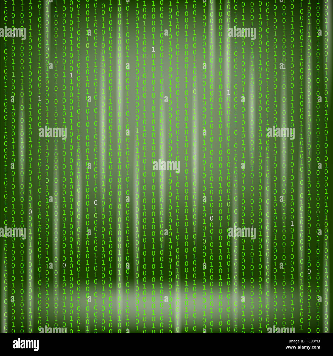 Codice binario sfondo verde Foto Stock
