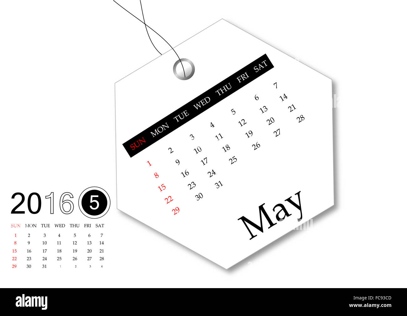 Maggio 2016 - Calendario serie per il design di tag Foto Stock
