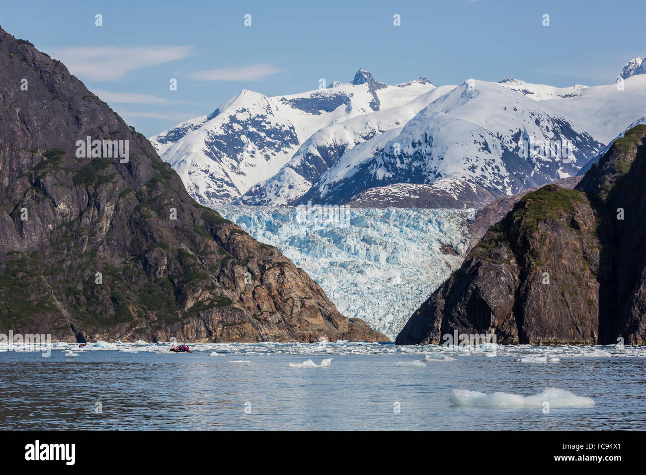 Vedute panoramiche del sud Sawyer Glacier in Tracy Arm-Fords terrore Wilderness Area nel sud-est dell Alaska, Stati Uniti d'America Foto Stock