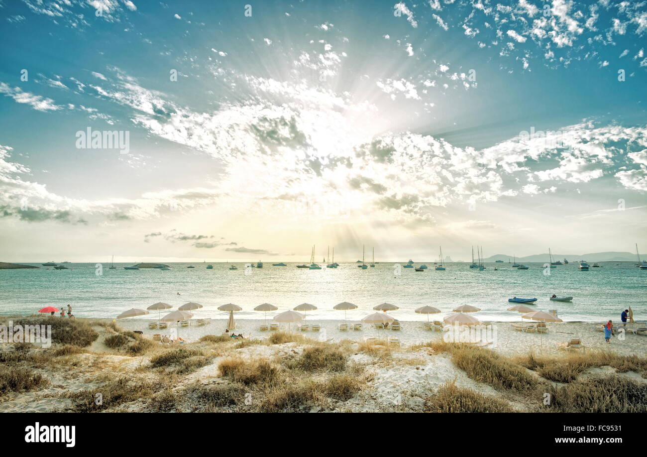 Formentera beach, isole Baleari, Spagna, Mediterraneo, Europa Foto Stock