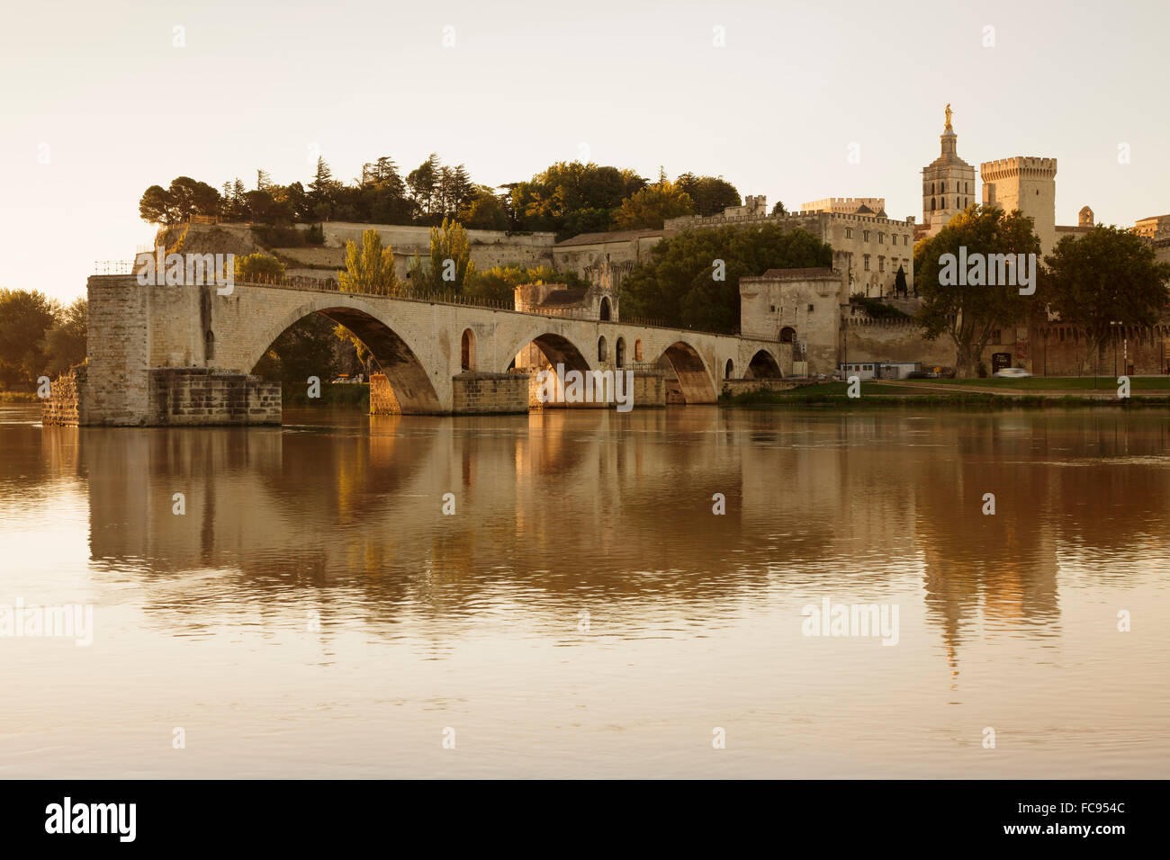 Ponte San Benezet oltre Rhone river, UNESCO, Avignon Vaucluse Provence, Provence-Alpes-Côte d'Azur, in Francia Foto Stock
