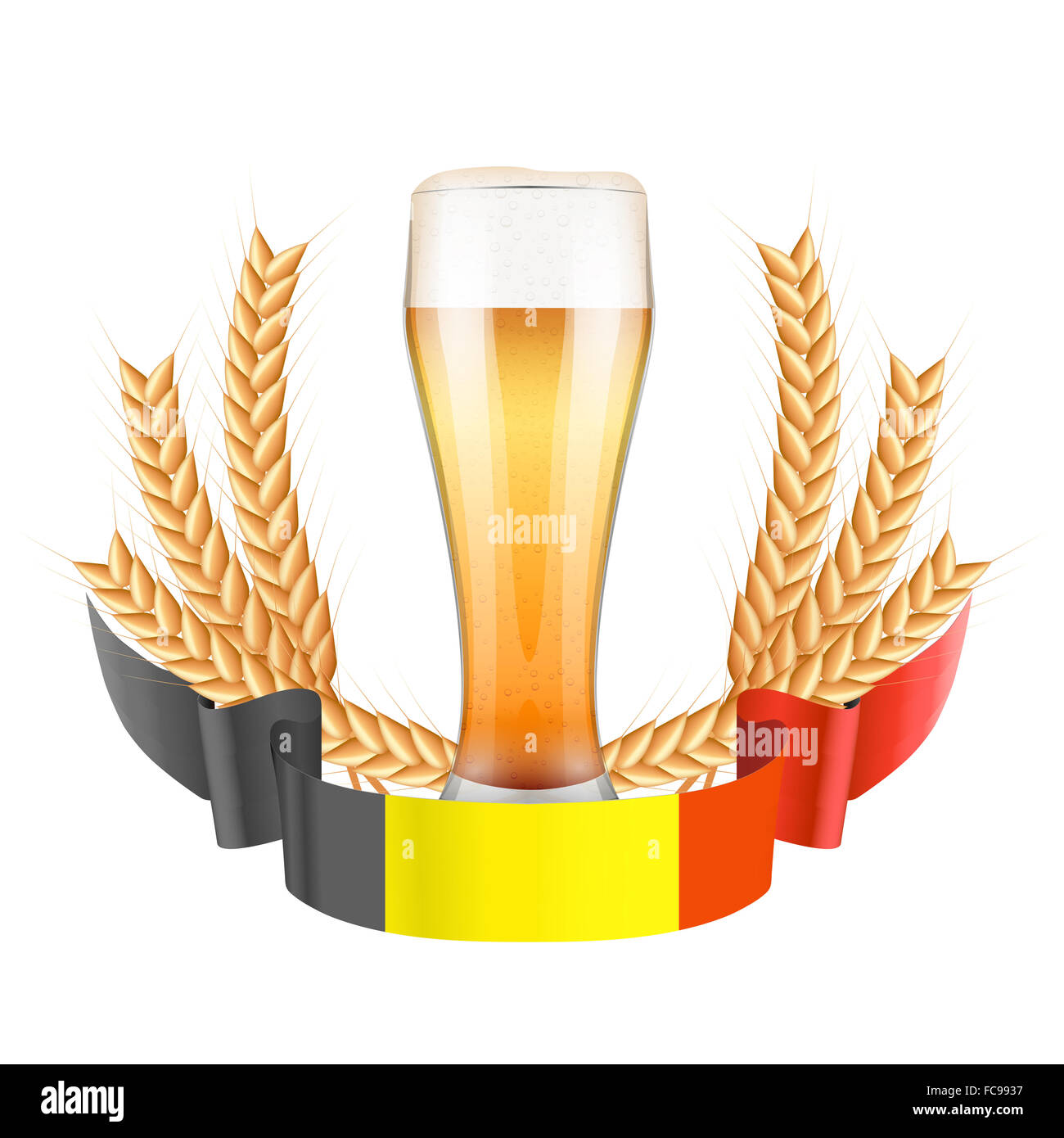 Etichetta di birreria con luce vetro della birra e del nastro Foto Stock