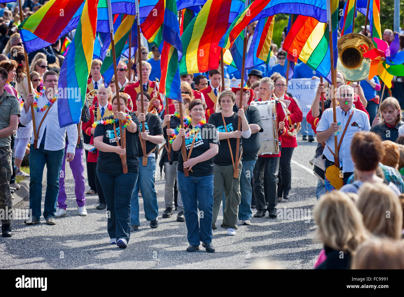 Gay Pride Parade, Reykjavik, Islanda Foto Stock