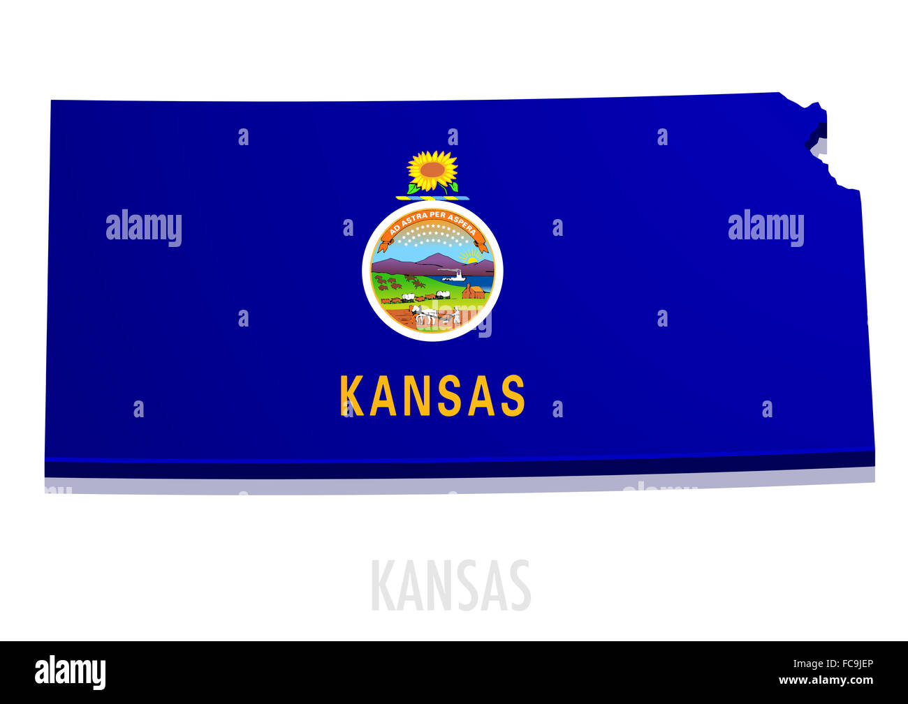 Mappa di Kansas Foto Stock