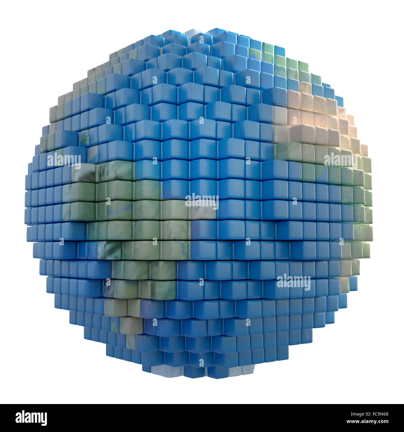 Globo terrestre fatta di voxel 3d cubi Foto Stock