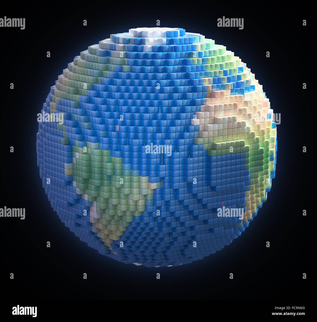 Globo terrestre fatta di voxel 3d cubi Foto Stock