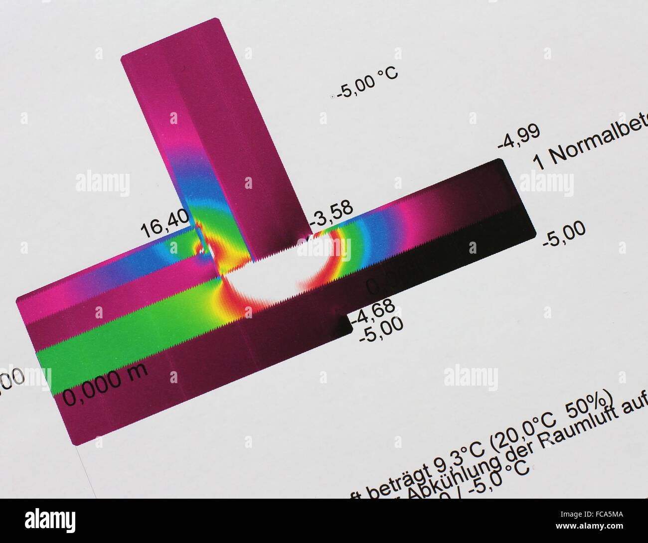Il calcolo di un freddo ponte termico Foto Stock