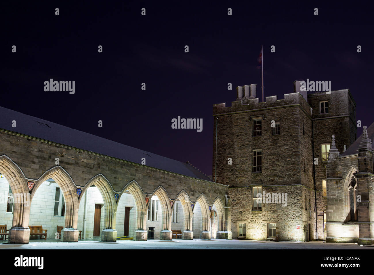 King's College di notte, Aberdeen Scotland, Regno Unito Foto Stock