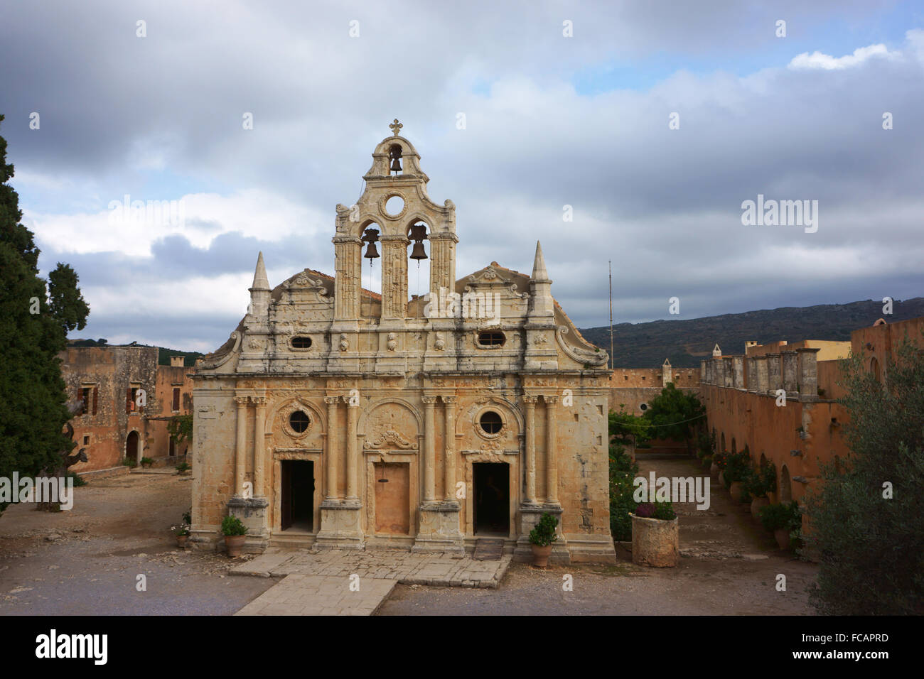 Monastero Moni Arkadi, chiesa, isola di Creta, Grecia Foto Stock