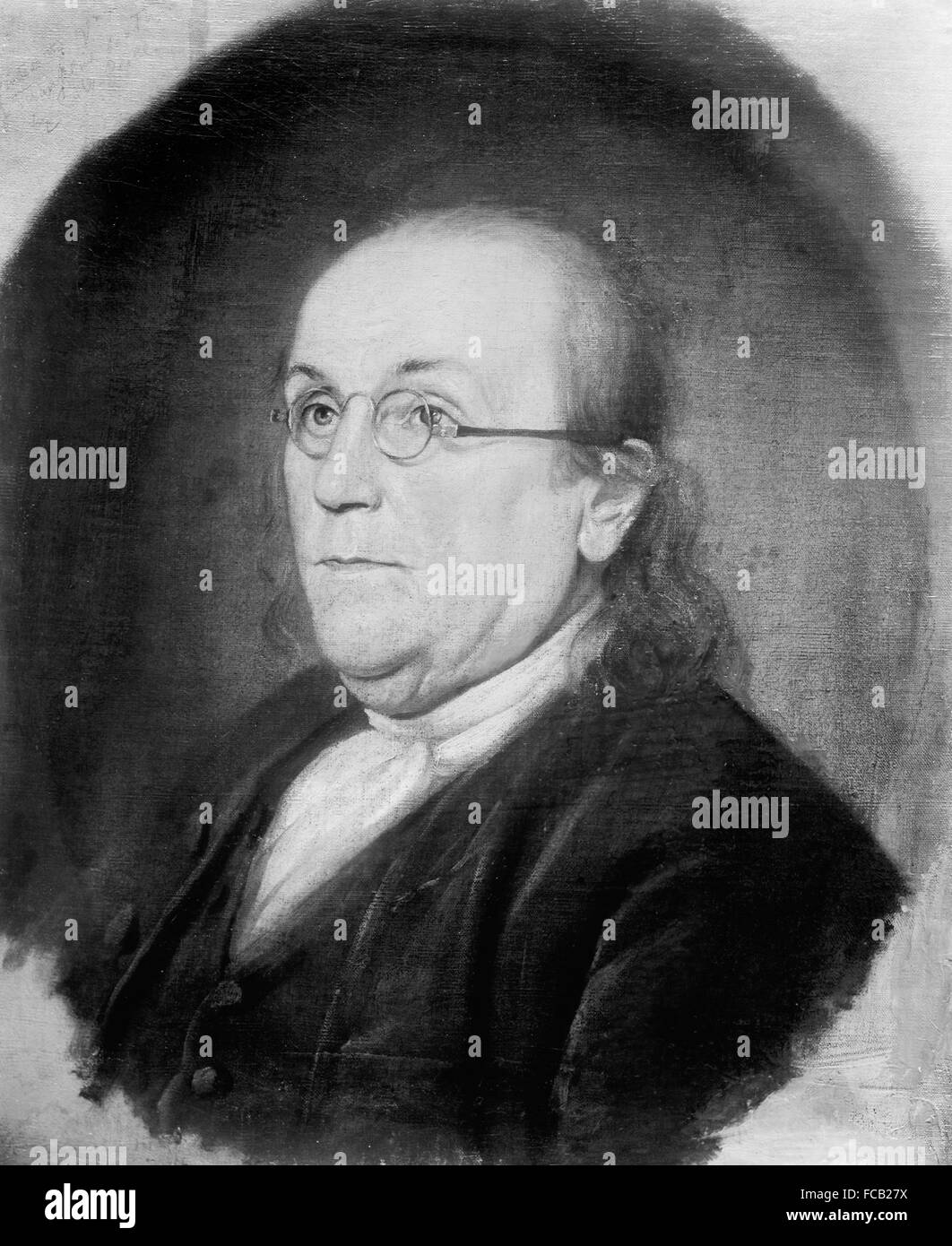 Benjamin Franklin da Charles Wilson Peale, un inizio 20thC fotografia di una pittura fatta nel 1785 Foto Stock