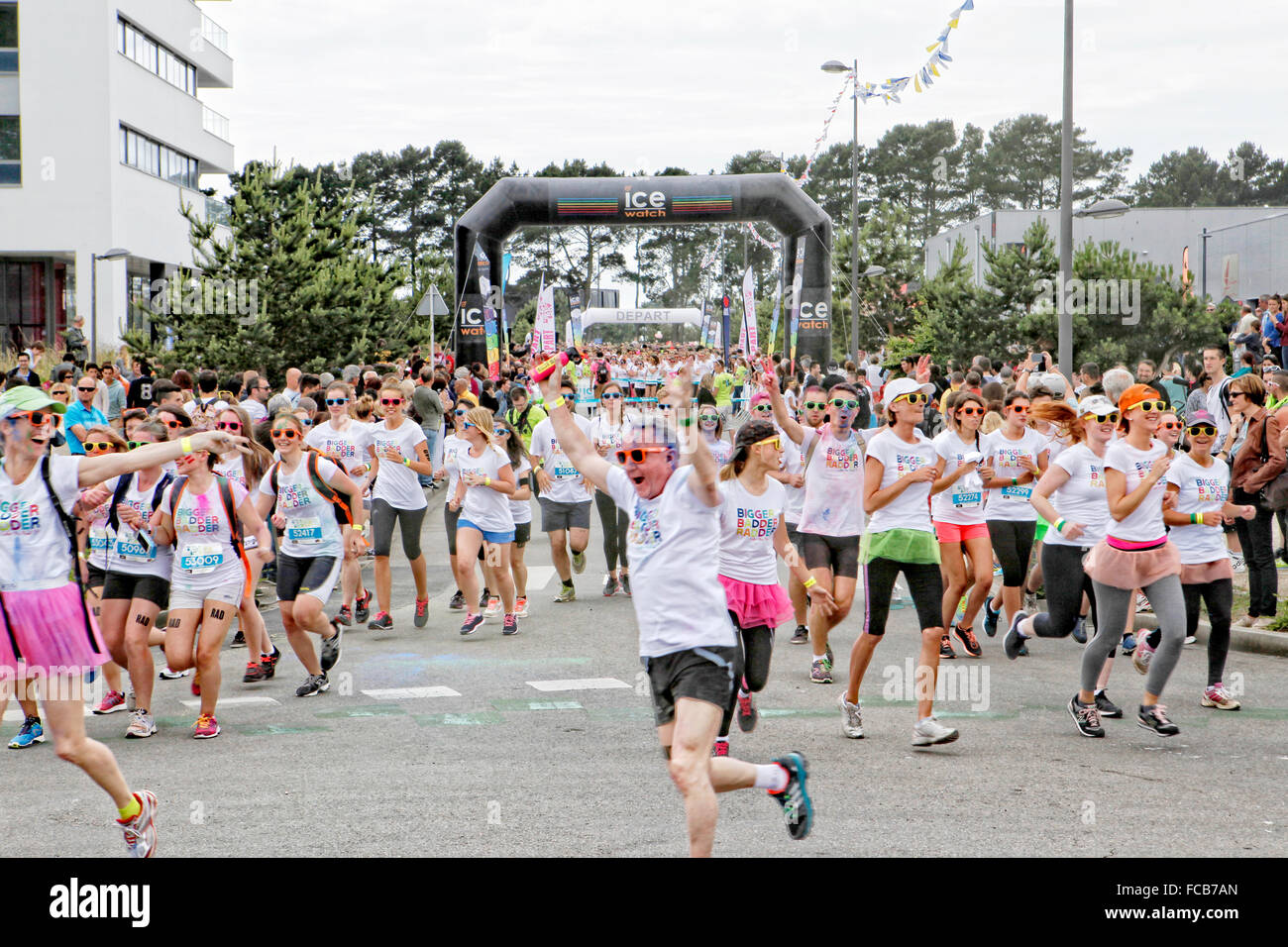 Colour Run durante la sosta della Volvo Ocean Race a Lorient, Brittany, Francia. Foto Stock