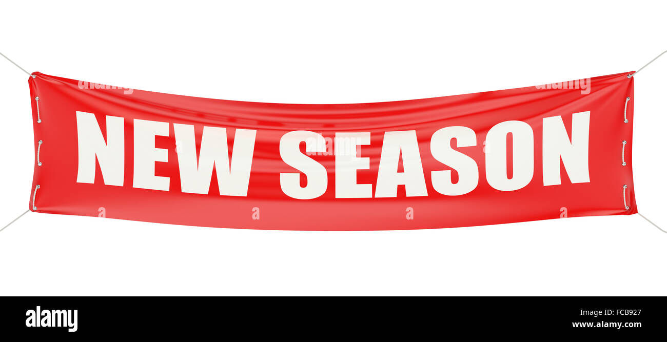 Nuovo concetto di stagione sul banner rosso Foto Stock