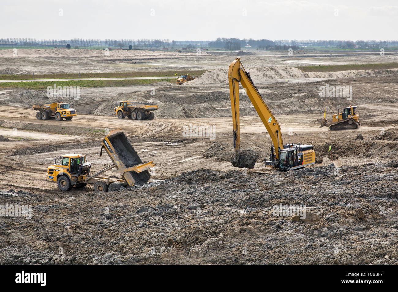 Paesi Bassi, Breskens, rafforzamento della diga del mare e la creazione della nuova natura di marea riserva chiamata Waterdunen Foto Stock