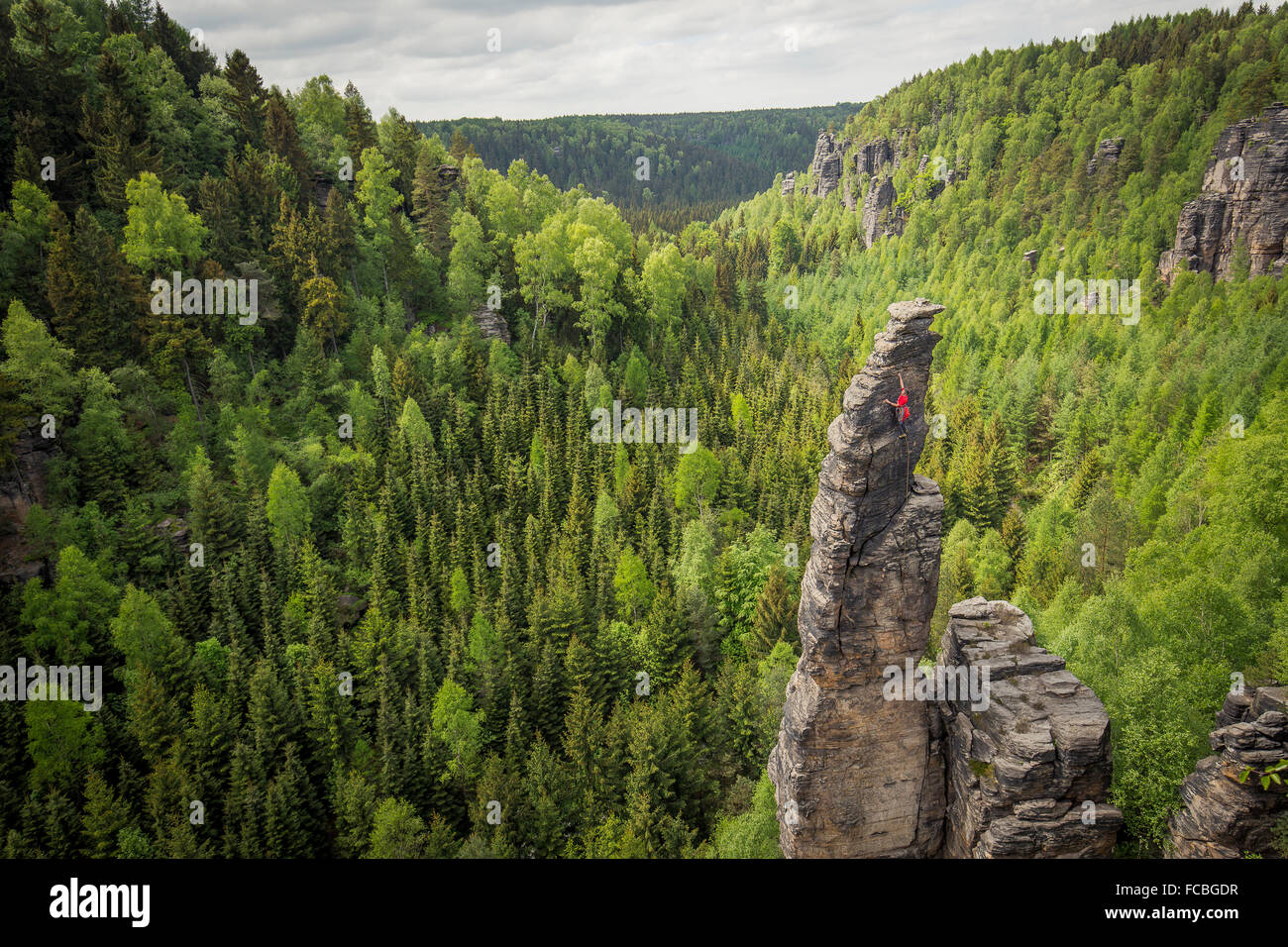 Arrampicare in Svizzera sassone Foto Stock