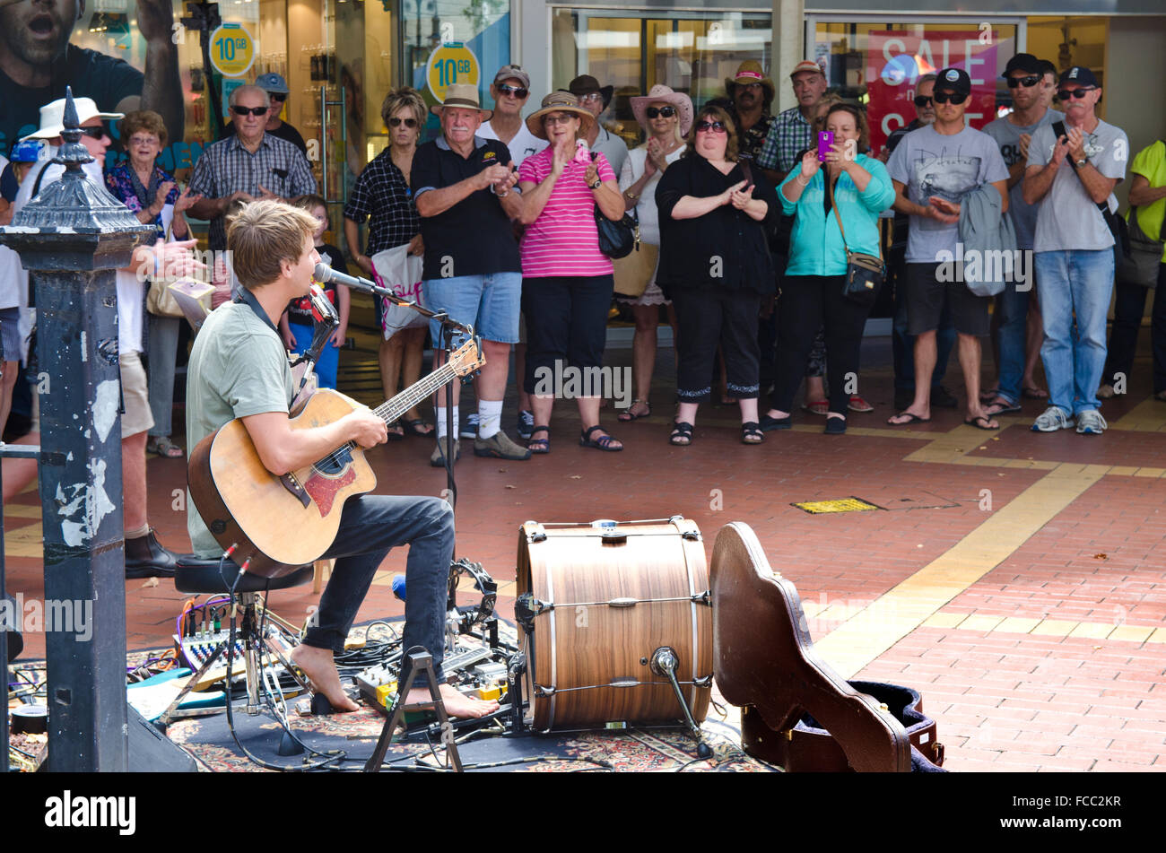 Mitch re musicista di strada vincitore del campionato a Tamworth Country Music Festival Gennaio 2016 Foto Stock