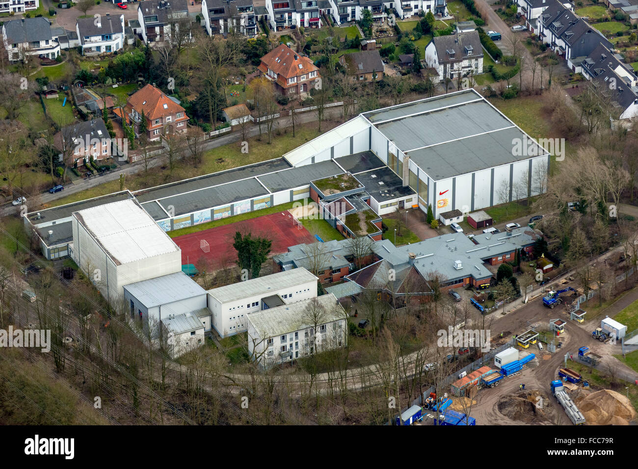 Vista aerea, Olympic Base Klaus-Steilmann Hollandstr House, Wattenscheid, Gelsenkirchen, zona della Ruhr, Renania settentrionale-Vestfalia, Foto Stock