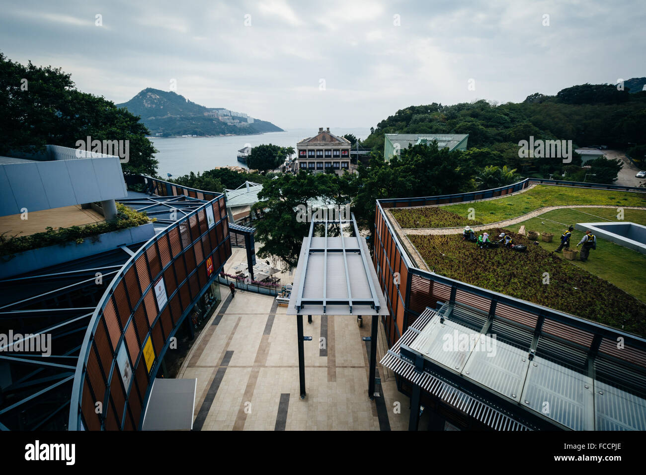 Vista di edifici a Stanley, sull'Isola di Hong Kong, Hong Kong. Foto Stock