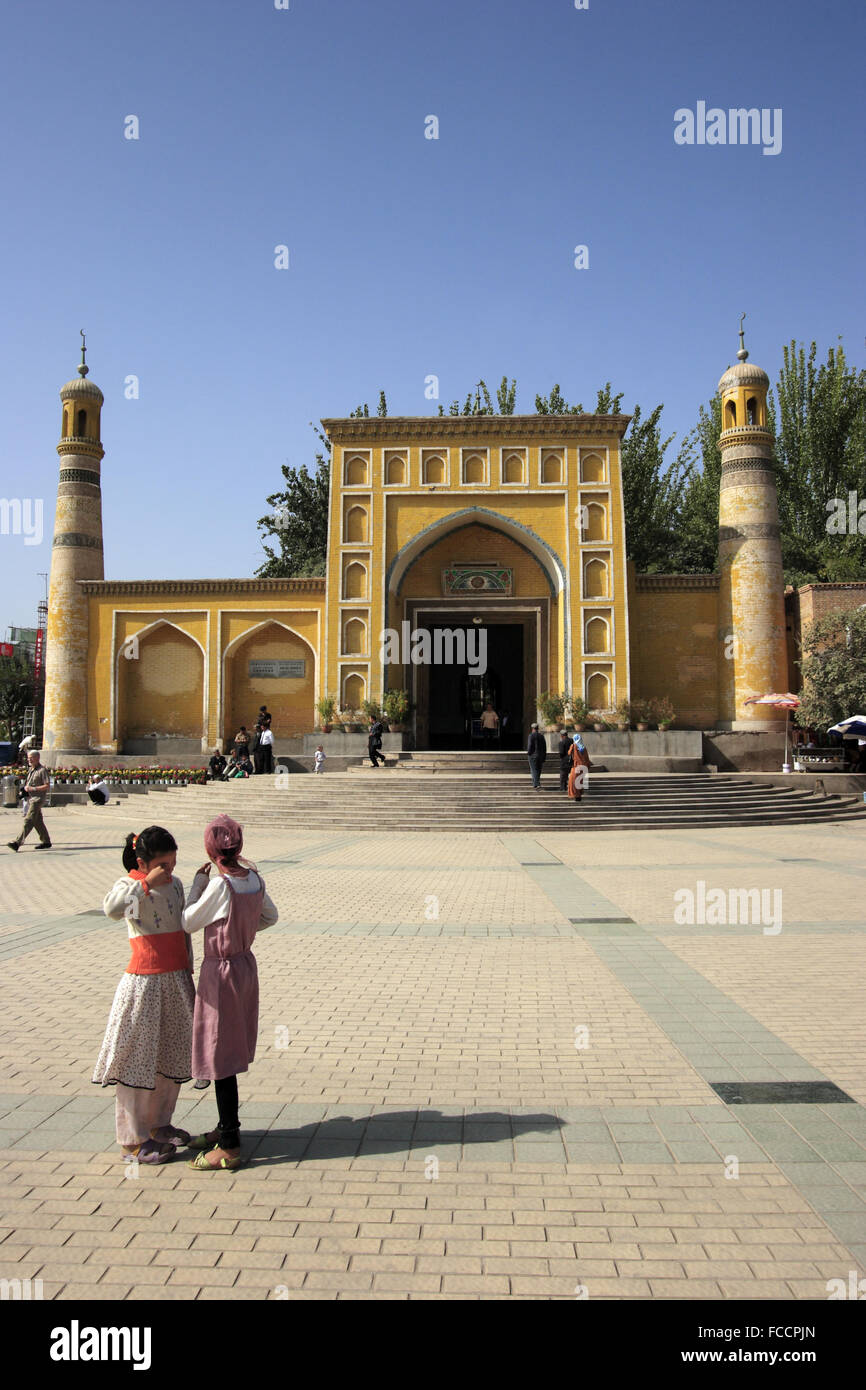 Alla Moschea Id kah di Kashgar, provincia dello Xinjiang.La Cina Foto Stock