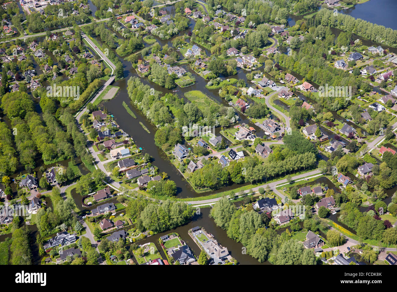 Paesi Bassi, Broek op Langedijk, zona denominata Oosterdel. Le aree residenziali. Antenna Foto Stock