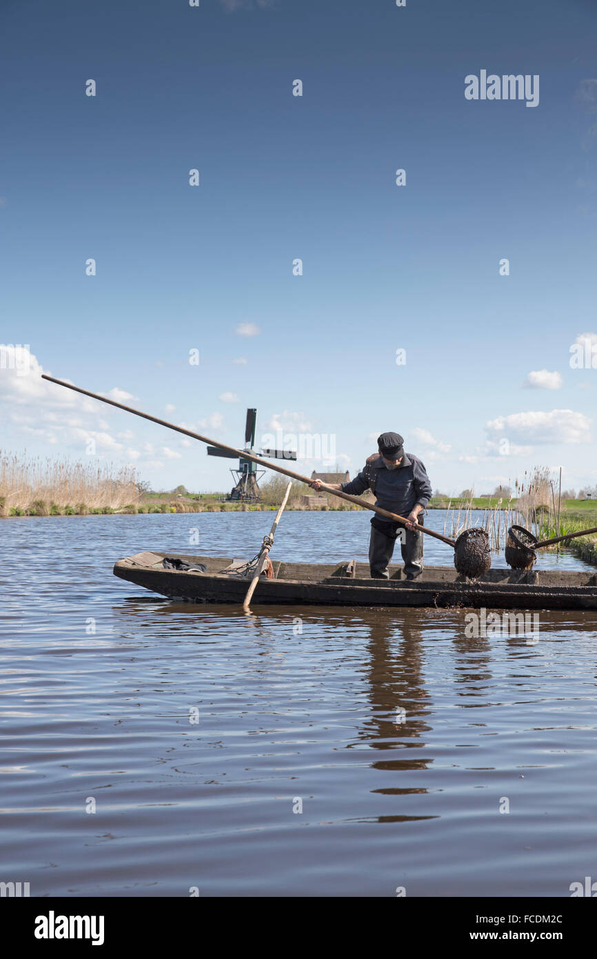 Paesi Bassi, Reeuwijk, Oukoopse polder, draghe di torba Foto Stock
