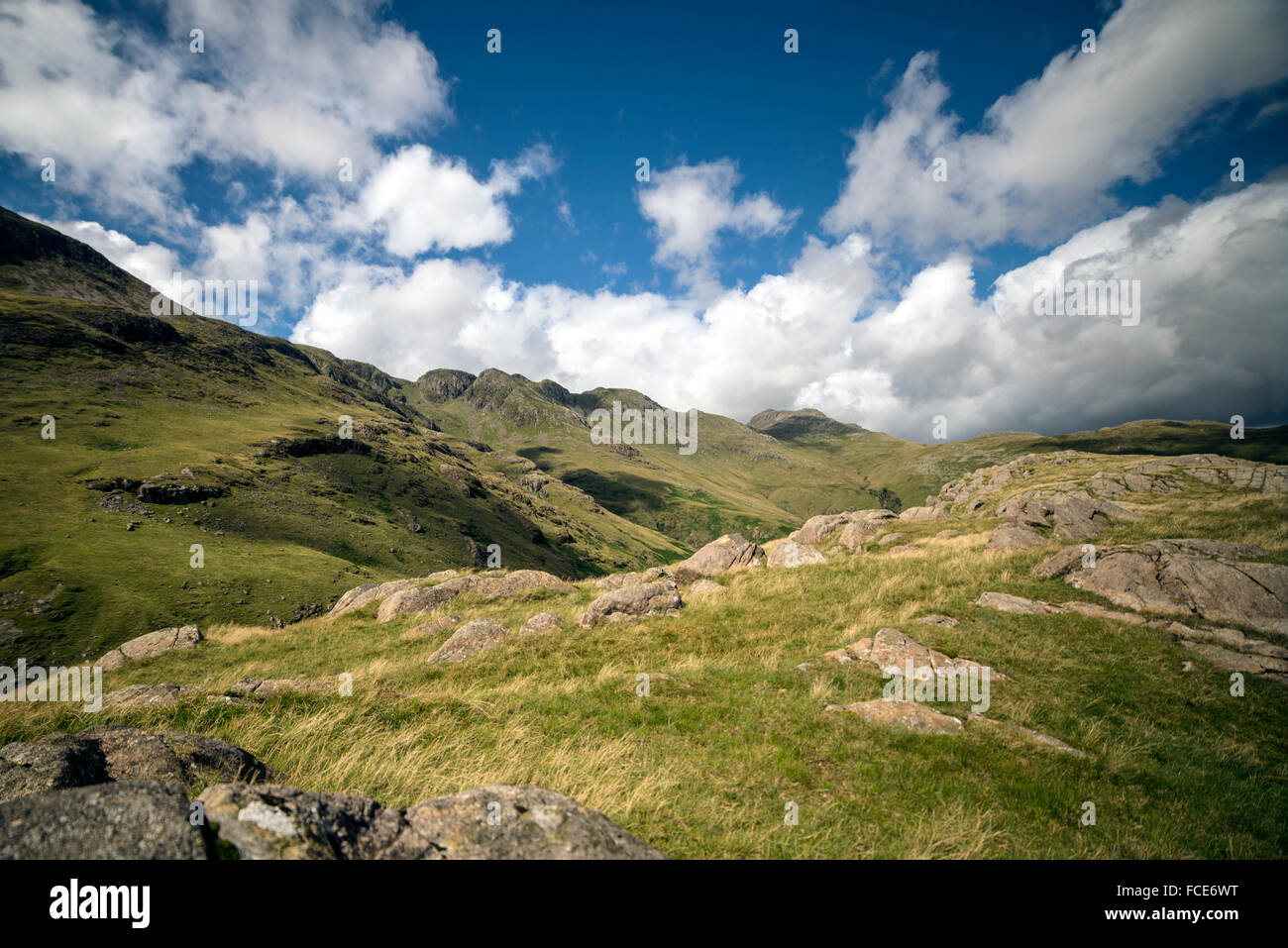Le colline di Cumbria da Langdale Valley Foto Stock