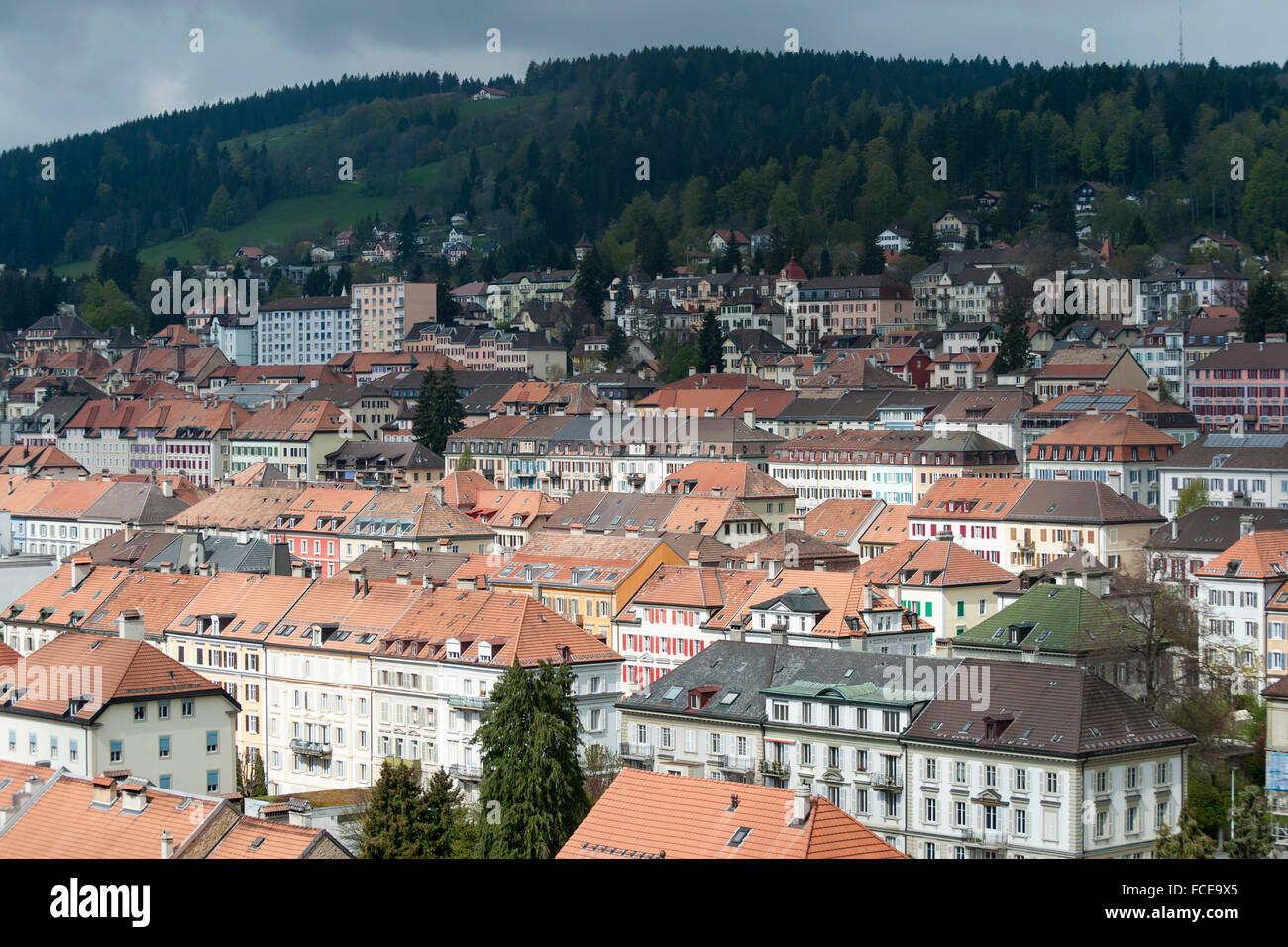 La Chaux-de-Fonds, orologiero urbanistica, il cantone di Neuchâtel, Svizzera Foto Stock