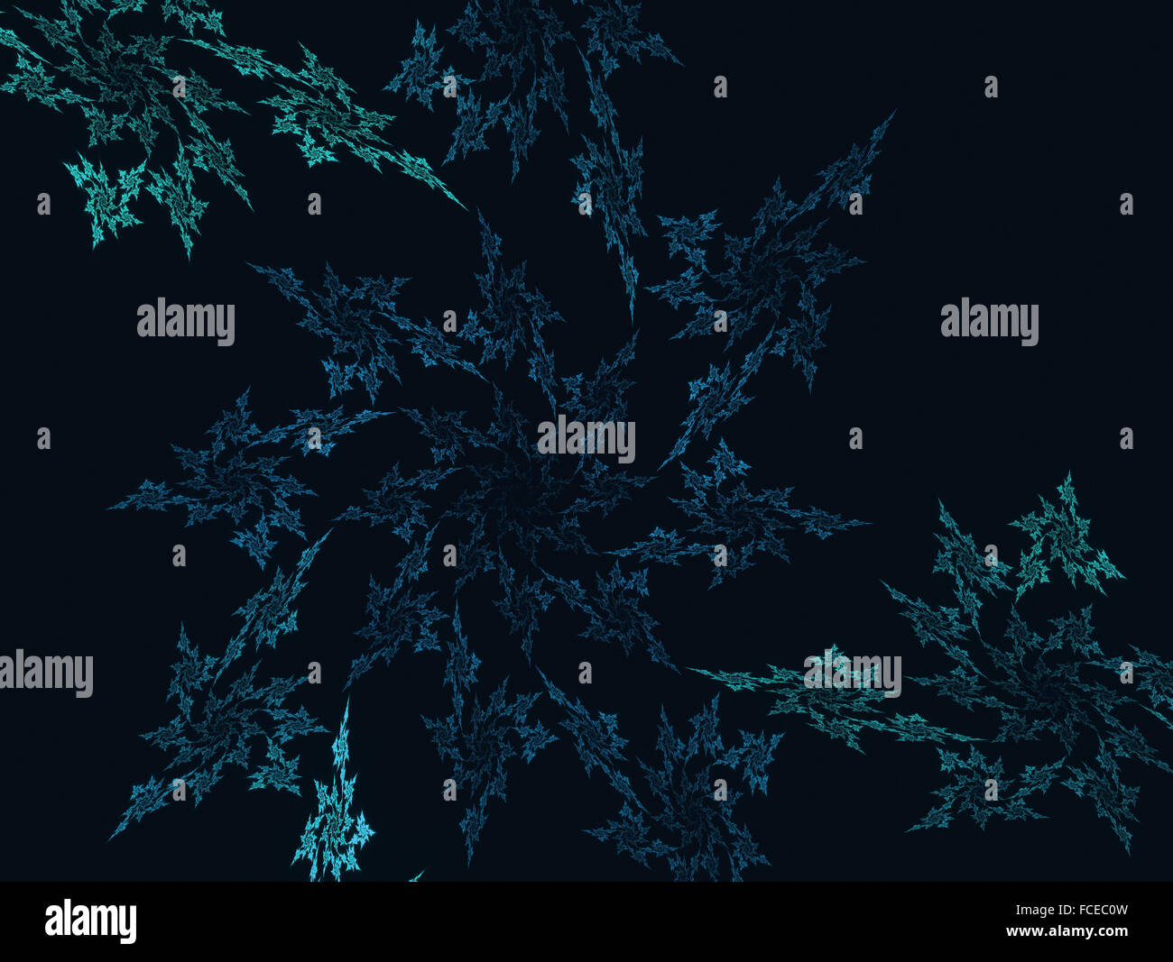 Abstract fractal di ghiaccio come il pupazzo di neve e blu del colore dello sfondo. Foto Stock
