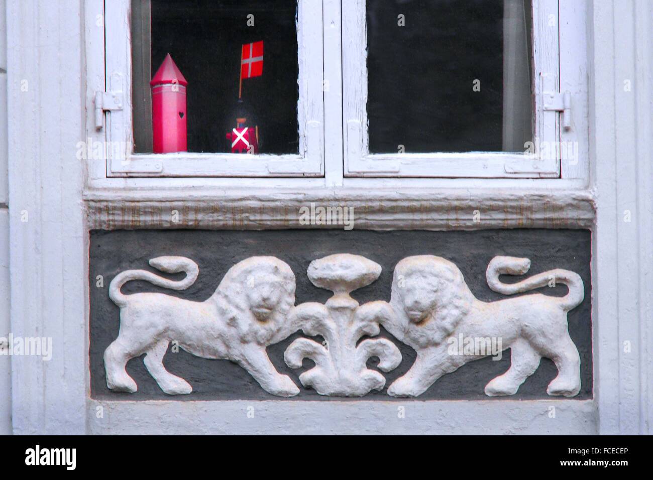 Danese casa privata finestra, Koge, Sjaelland, Danimarca Foto Stock