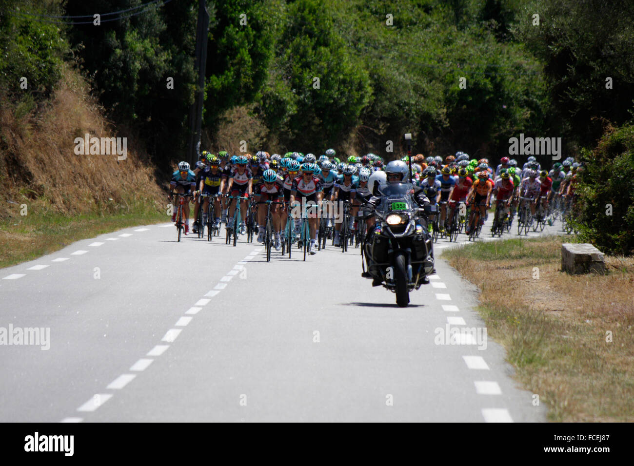 Impressionen - Etappe Adjaccio - Calvi kurz vor Cargese bei der 100. Tour de France, 1. Juli 2013, Cargese, Korsika, Frankreich. Foto Stock